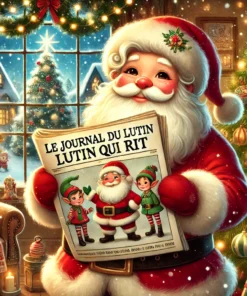 lutin lisant un journal de Noël
