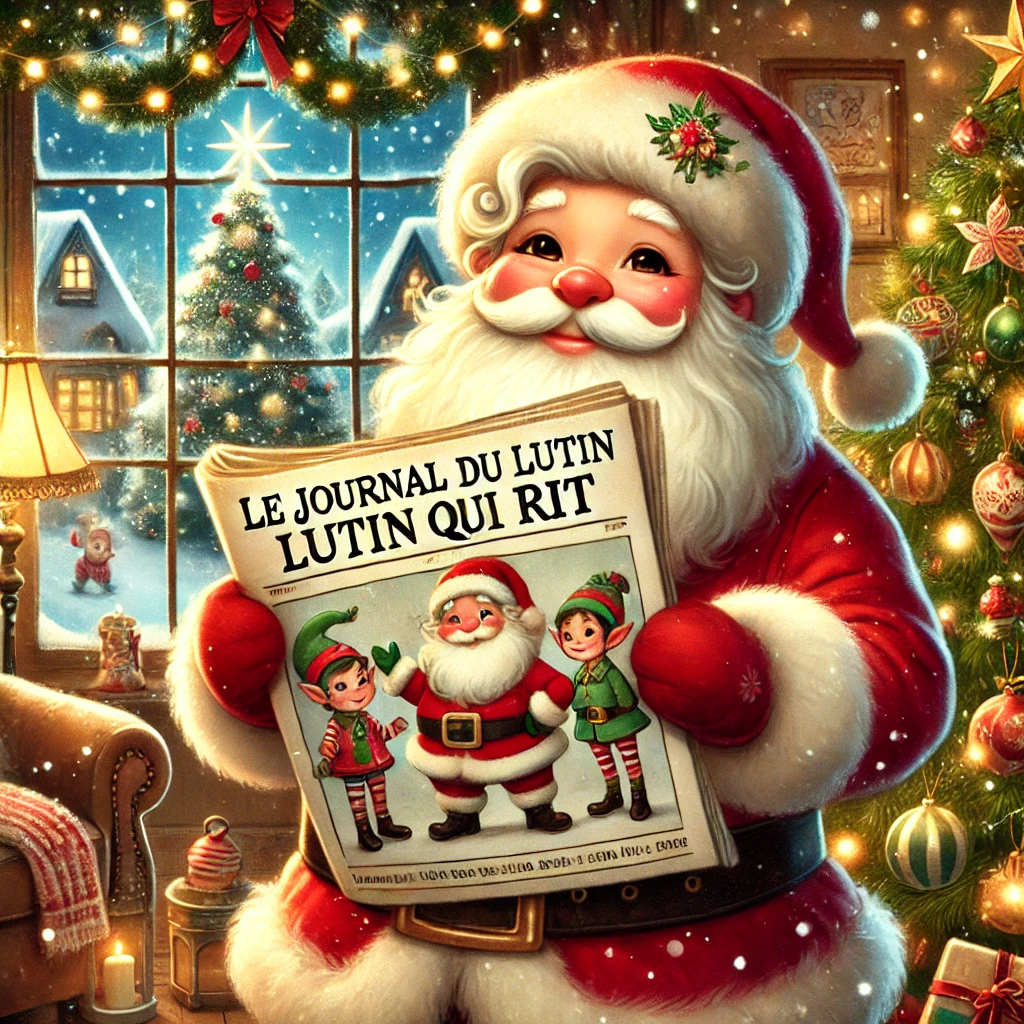 lutin lisant un journal de Noël