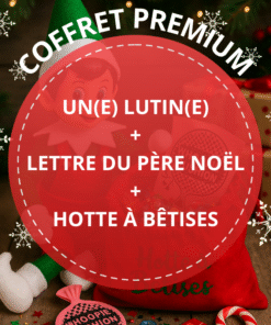 Coffret premium lutin farceur de noel, lettre du Père Noël et hotte à bêtises